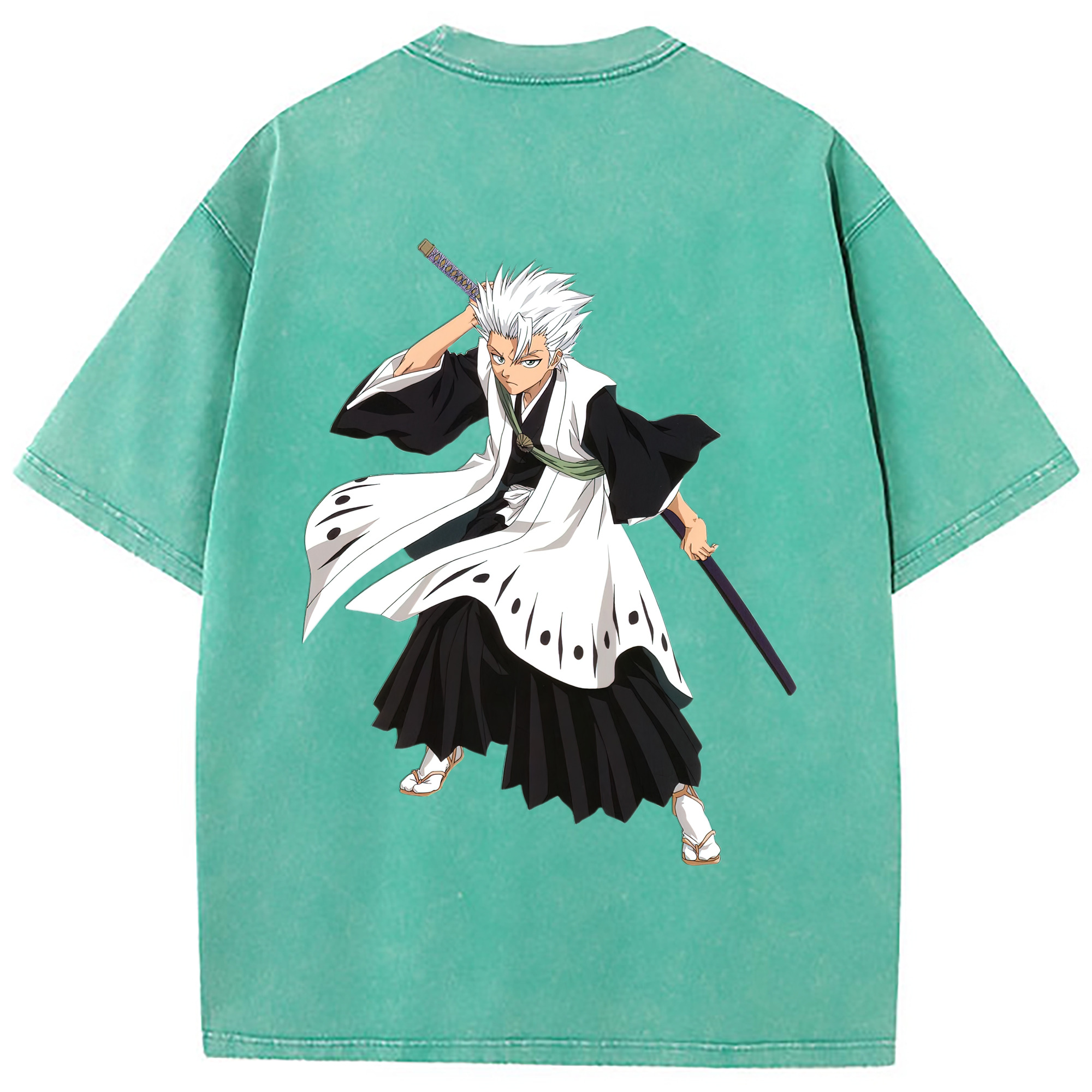 （画像用） ブリーチ 日番谷冬獅郎（ひつがや とうしろう） BLEACH Hitsugaya Toushirou 綿100% ヴィンテージ風 半袖Tシャツ（背面プリント）